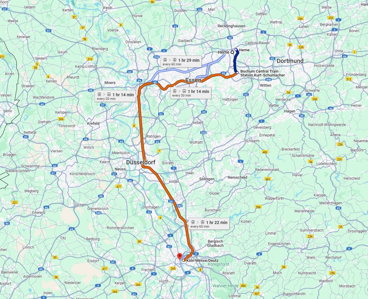 Anreise von Herne Zu Köln Über 