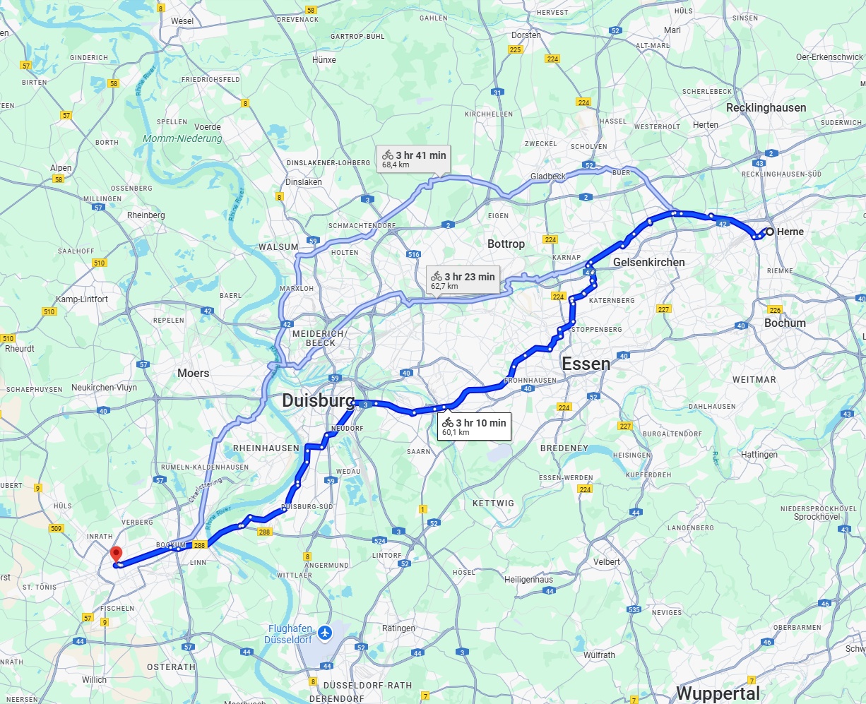 Anreise von Herne Zu Krefeld Über 