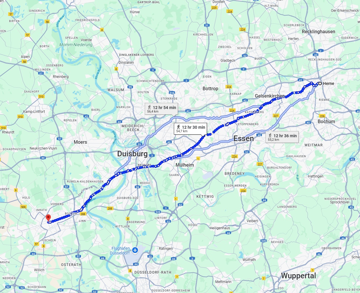 Anreise von Herne Zu Krefeld Über 