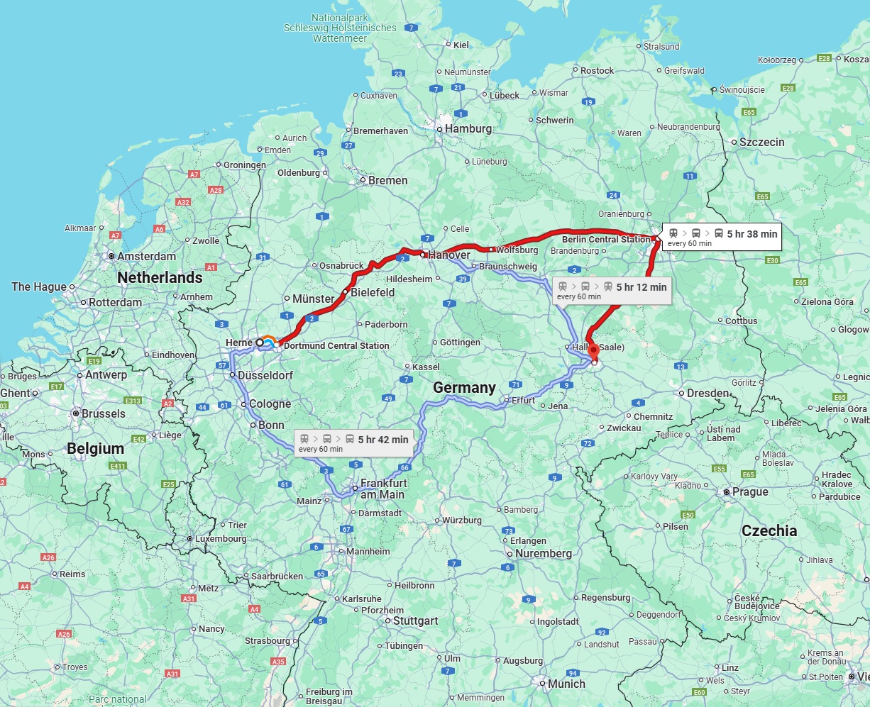 Anreise von Herne Zu Leipzig Über 