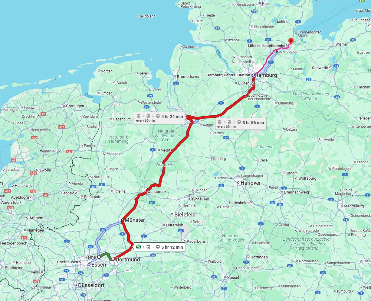 Anreise von Herne Zu Lübeck Über 