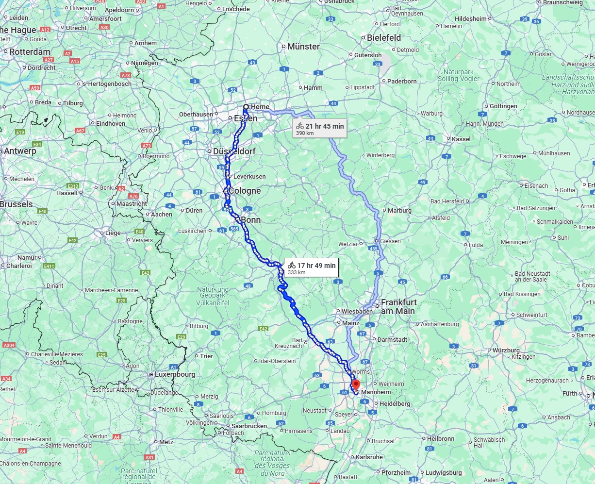 Anreise von Herne Zu Ludwigshafen am Rhein Über 