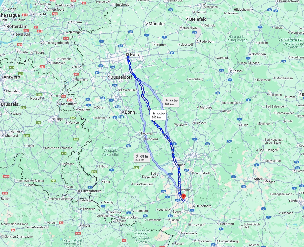 Anreise von Herne Zu Ludwigshafen am Rhein Über 