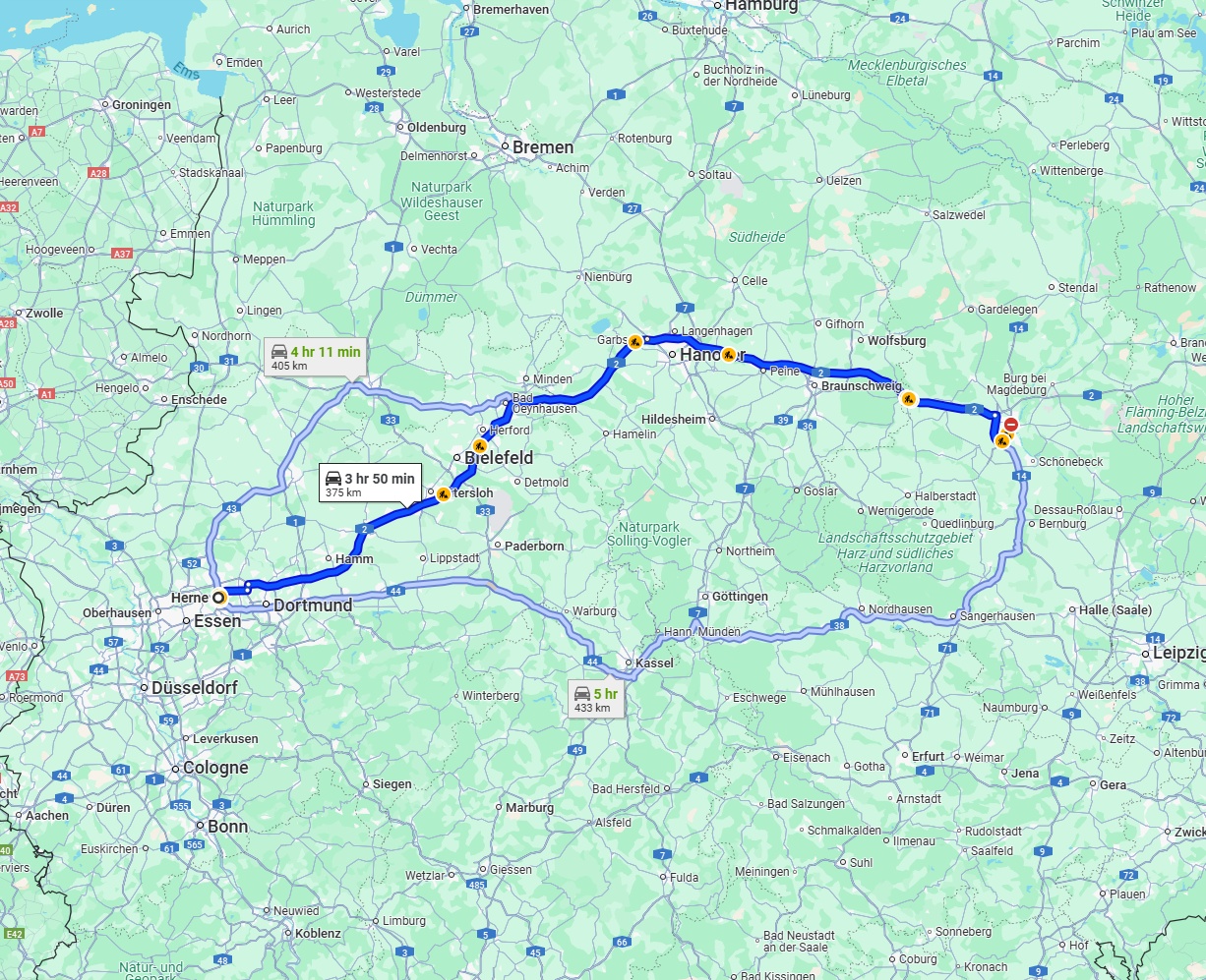 Anreise von Herne Zu Magdeburg Über via A2