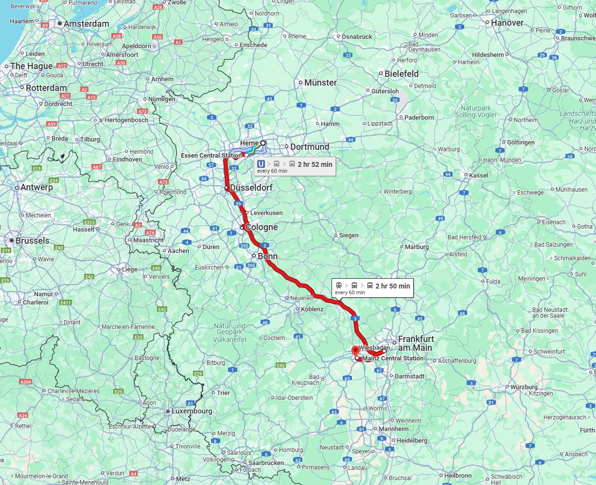 Anreise von Herne Zu Mainz Über 