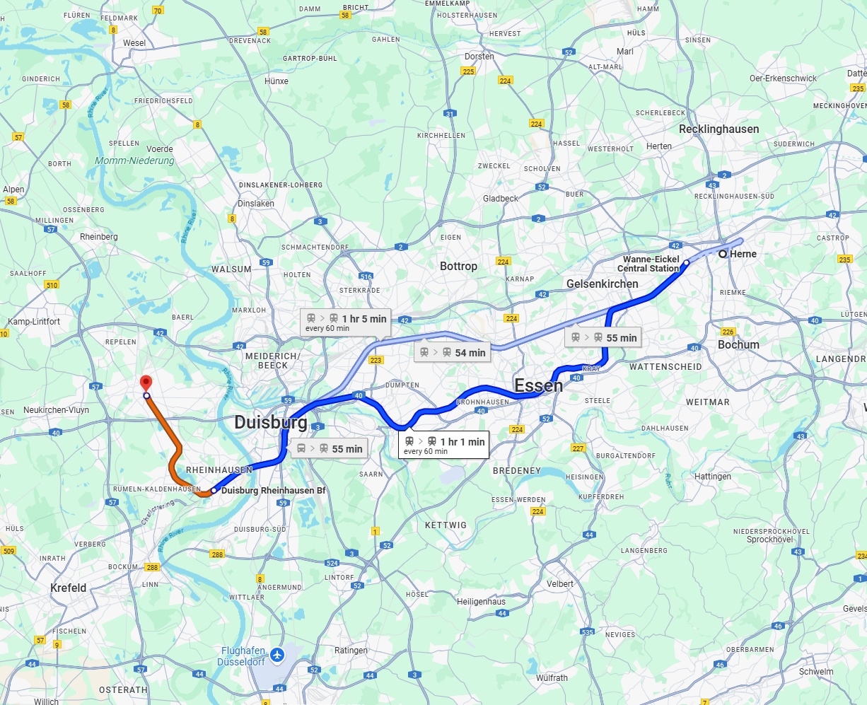 Anreise von Herne Zu Moers Über 
