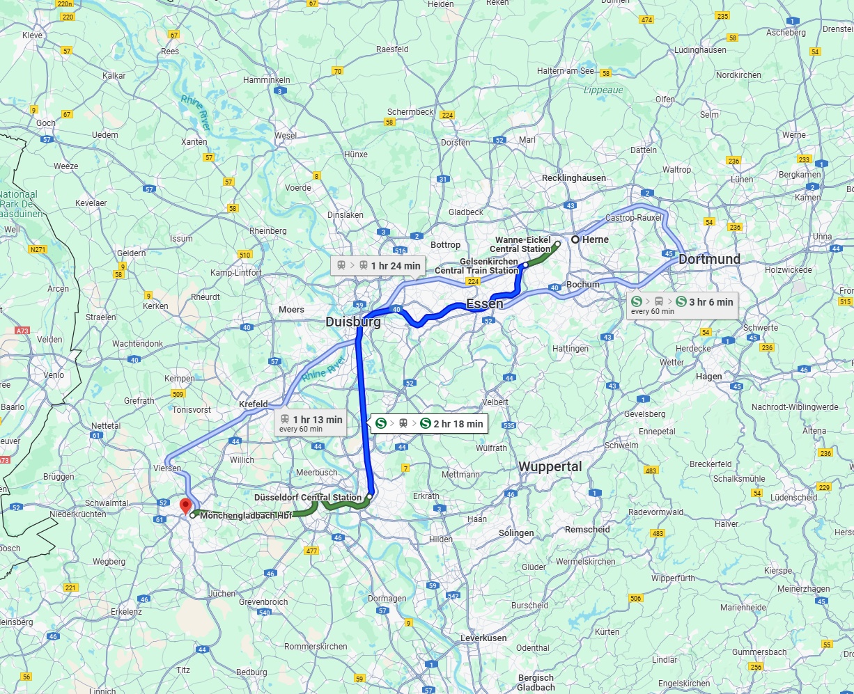 Anreise von Herne Zu Mönchengladbach Über 