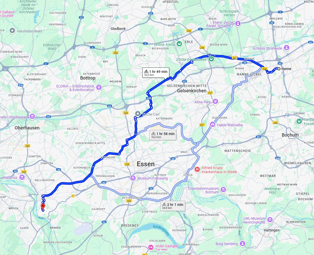 Anreise von Herne Zu Mülheim an der Ruhr Über 
