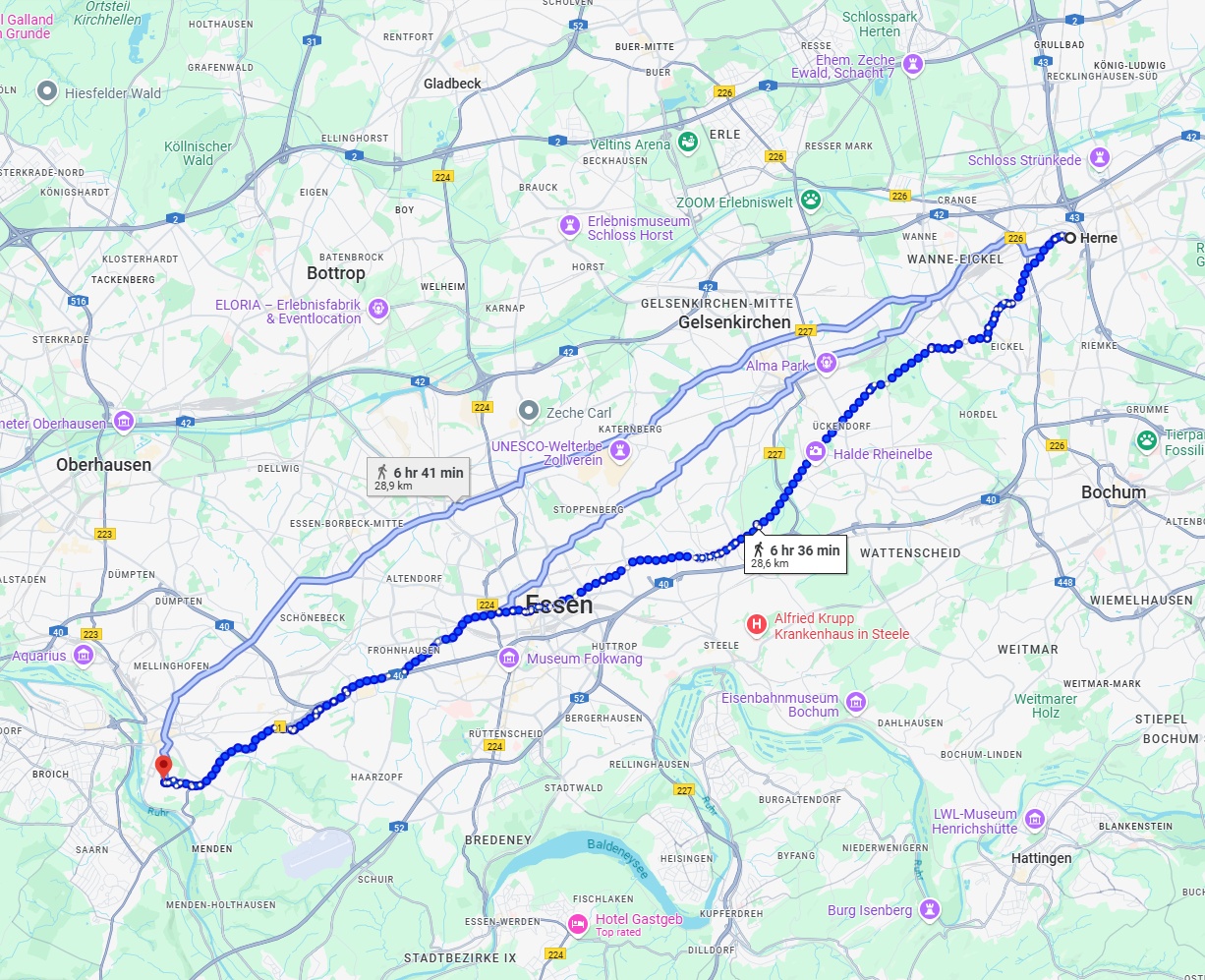 Anreise von Herne Zu Mülheim an der Ruhr Über 