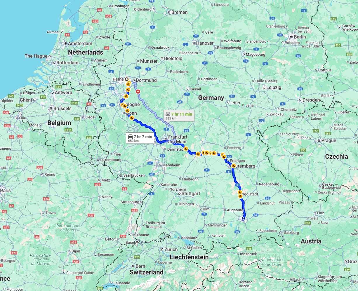 Anreise von Herne Zu München Über via A3