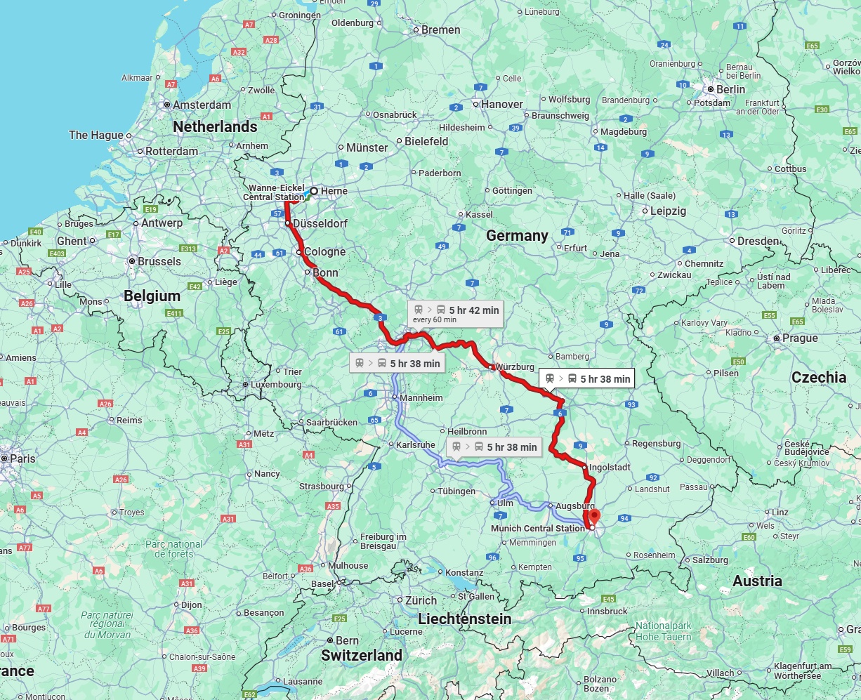 Anreise von Herne Zu München Über 