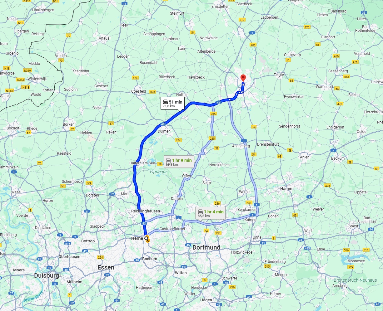 Anreise von Herne Zu Münster Über via A43