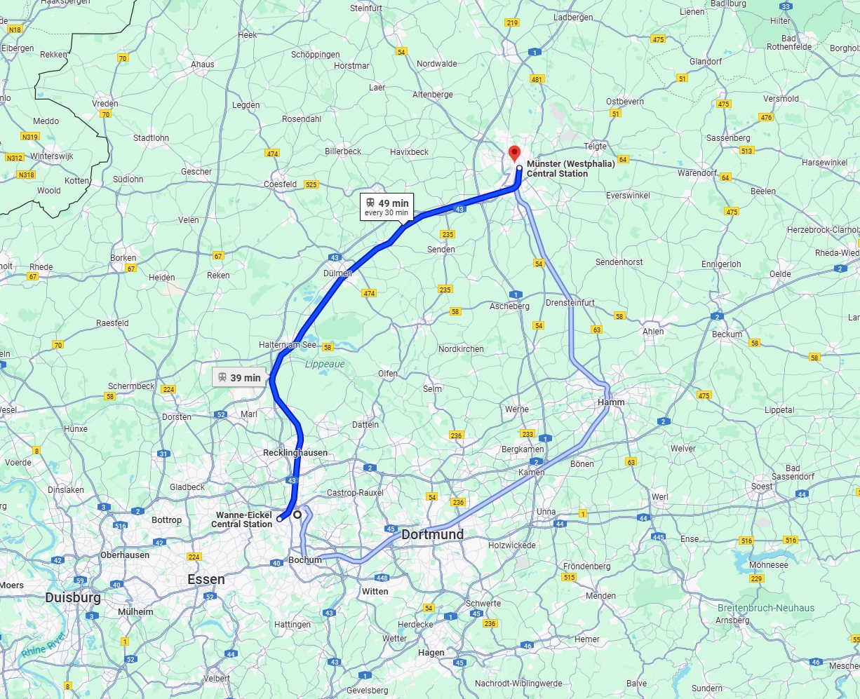 Anreise von Herne Zu Münster Über 