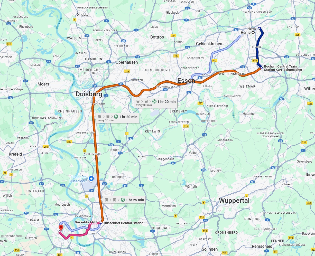 Anreise von Herne Zu Neuss Über 