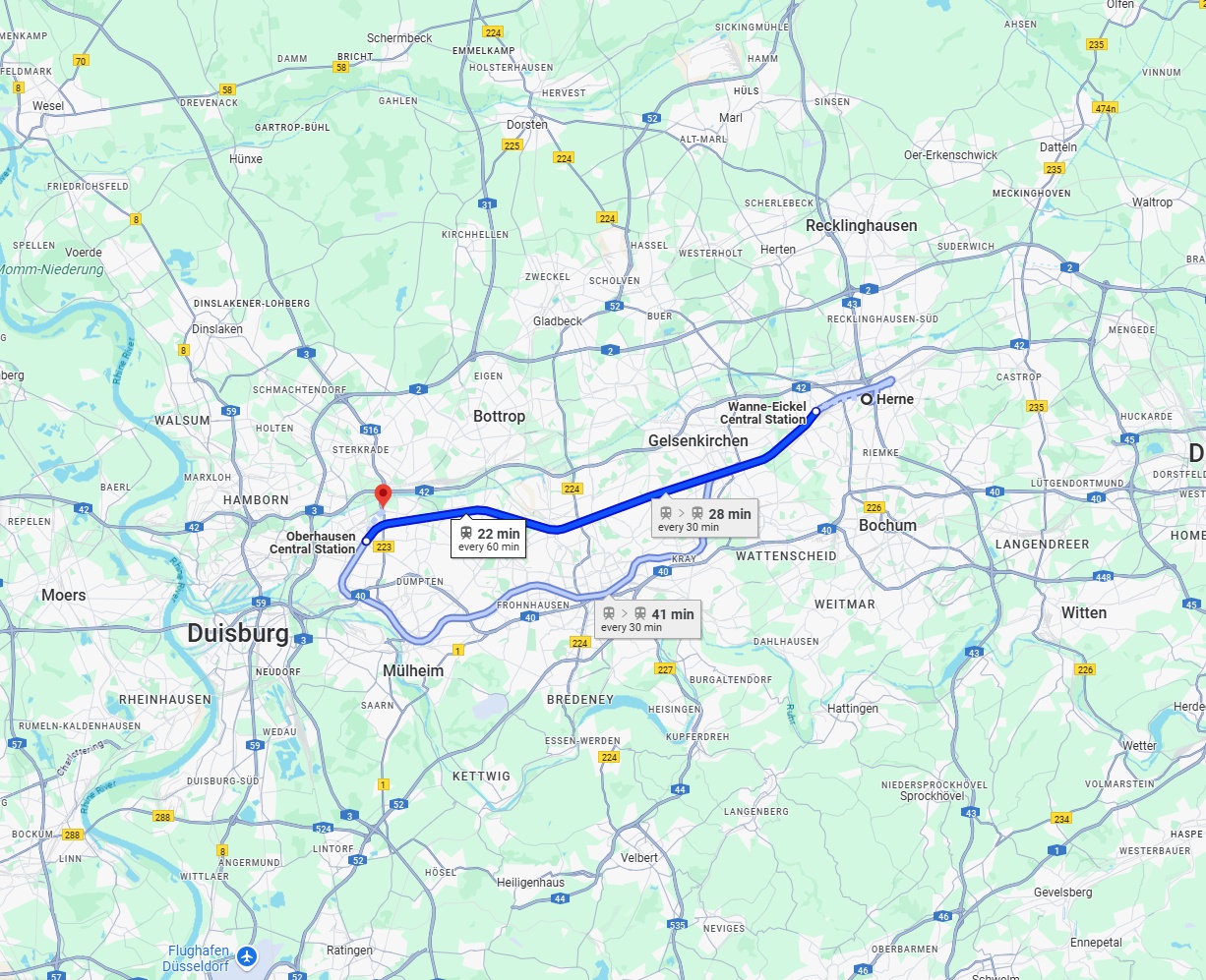 Anreise von Herne Zu Oberhausen Über 