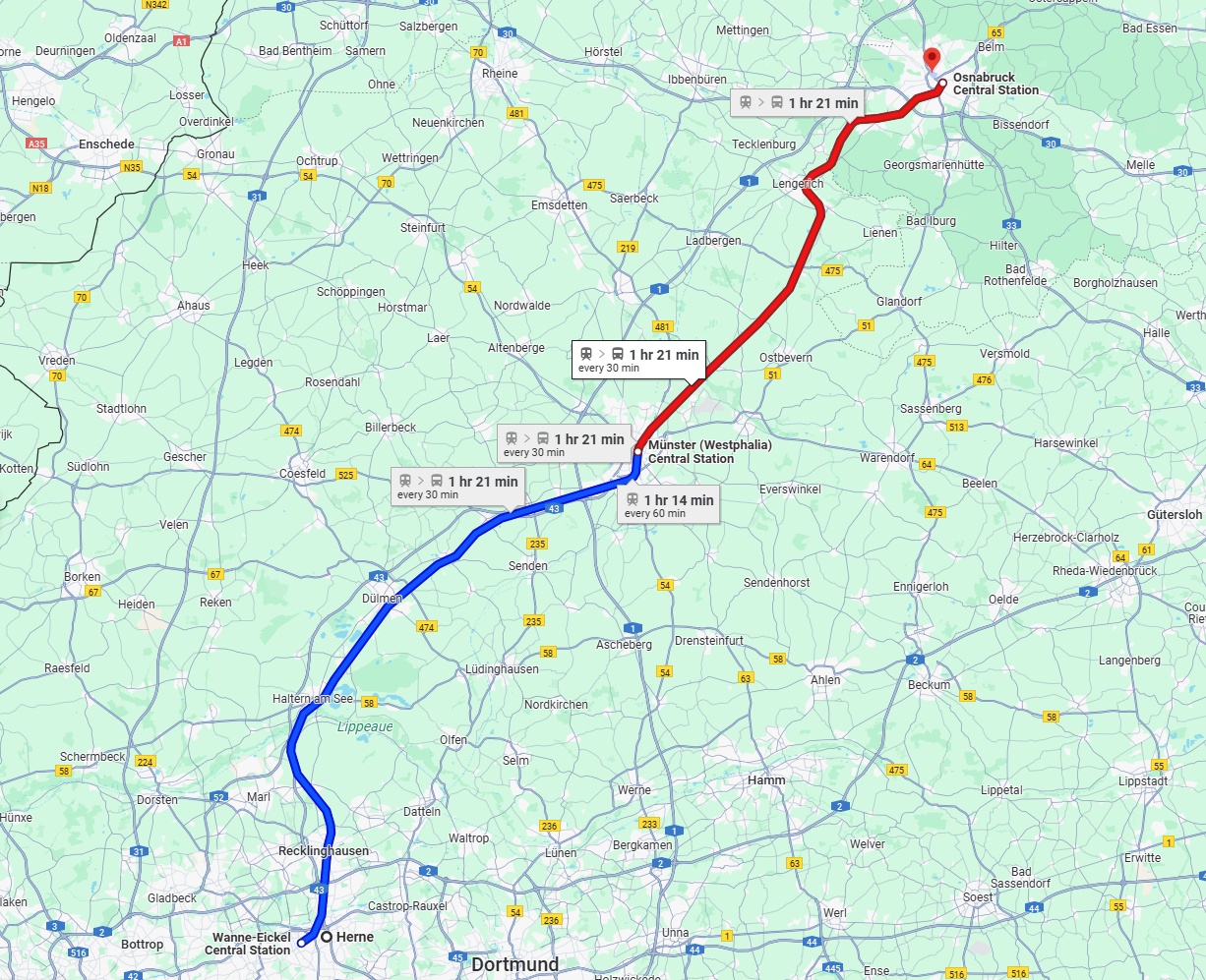 Anreise von Herne Zu Osnabrück Über 