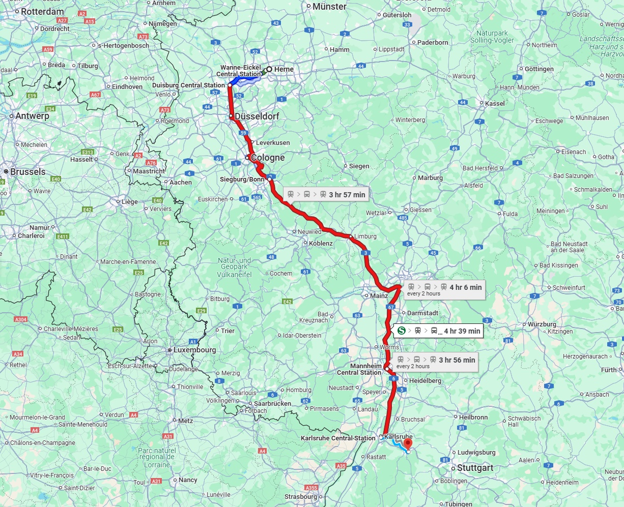 Anreise von Herne Zu Pforzheim Über 
