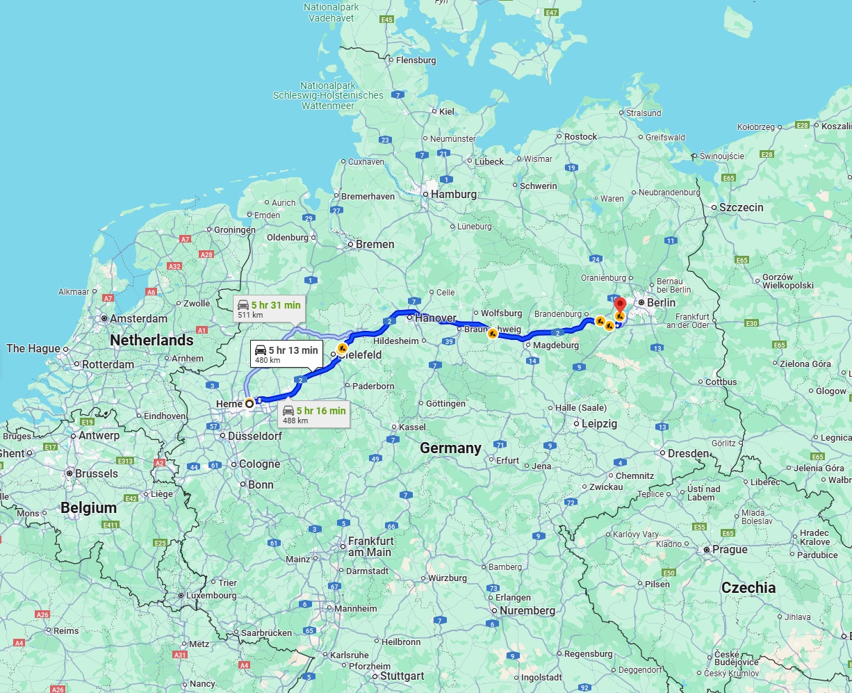 Anreise von Herne Zu Potsdam Über via A2