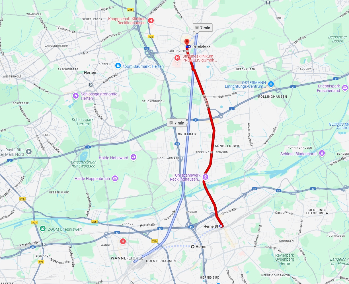 Anreise von Herne Zu Recklinghausen Über 