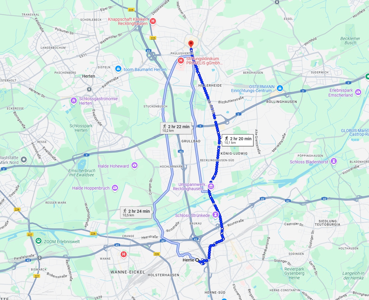 Anreise von Herne Zu Recklinghausen Über 