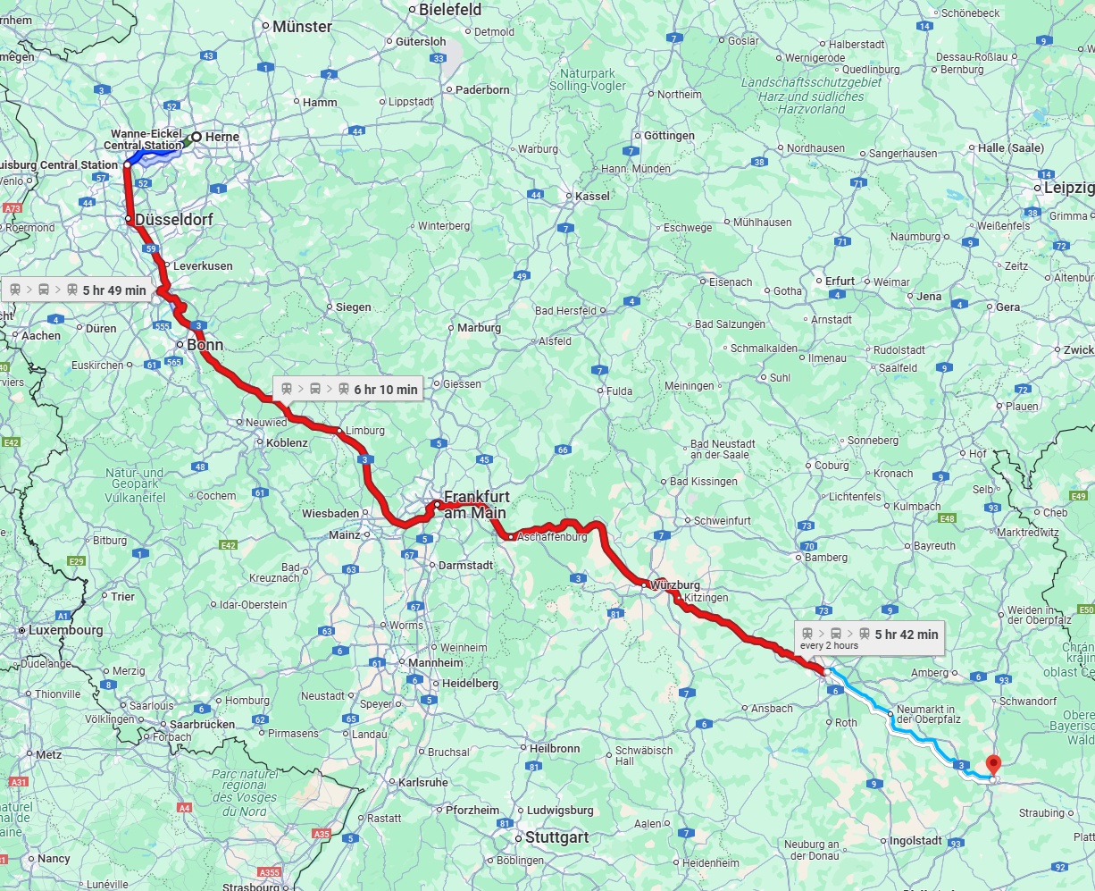Anreise von Herne Zu Regensburg Über 