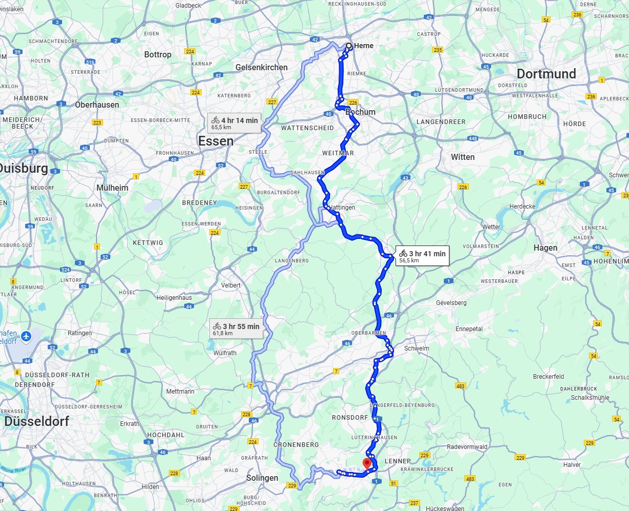Anreise von Herne Zu Remscheid Über 