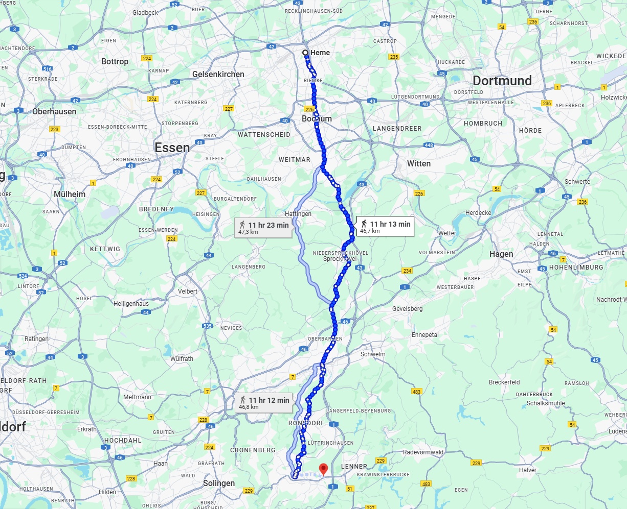 Anreise von Herne Zu Remscheid Über 