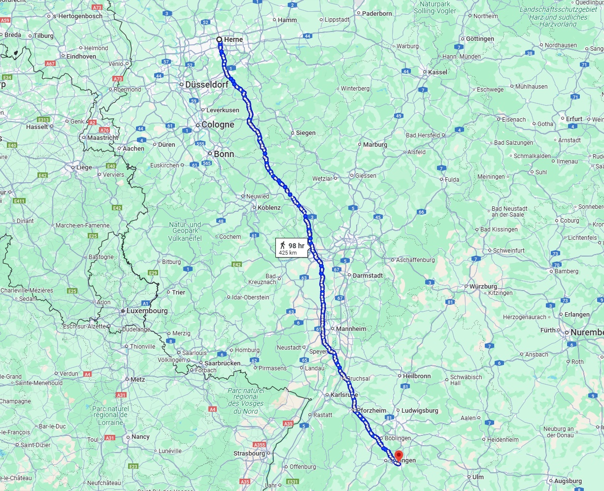 Anreise von Herne Zu Reutlingen Über 