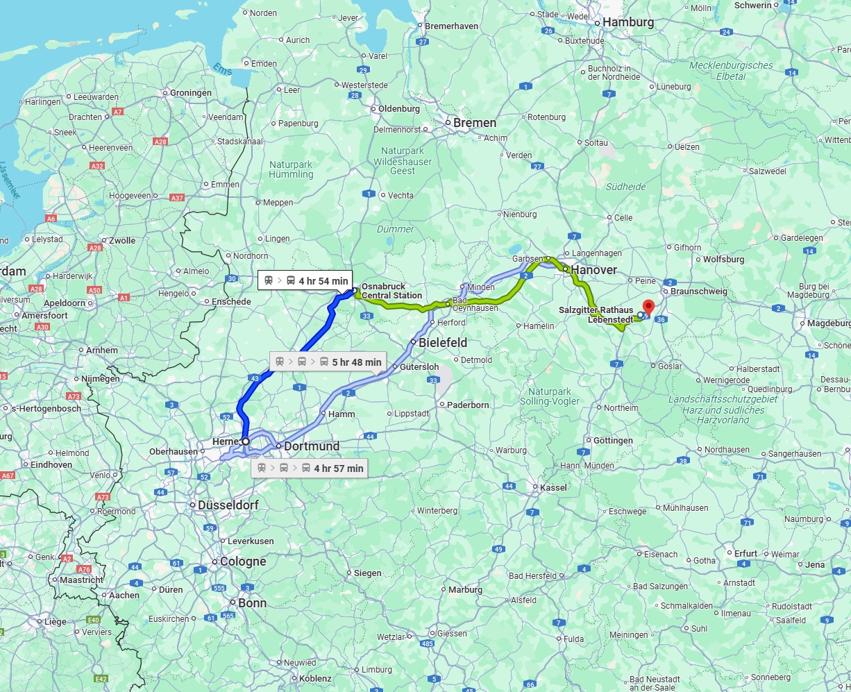 Anreise von Herne Zu Salzgitter Über 