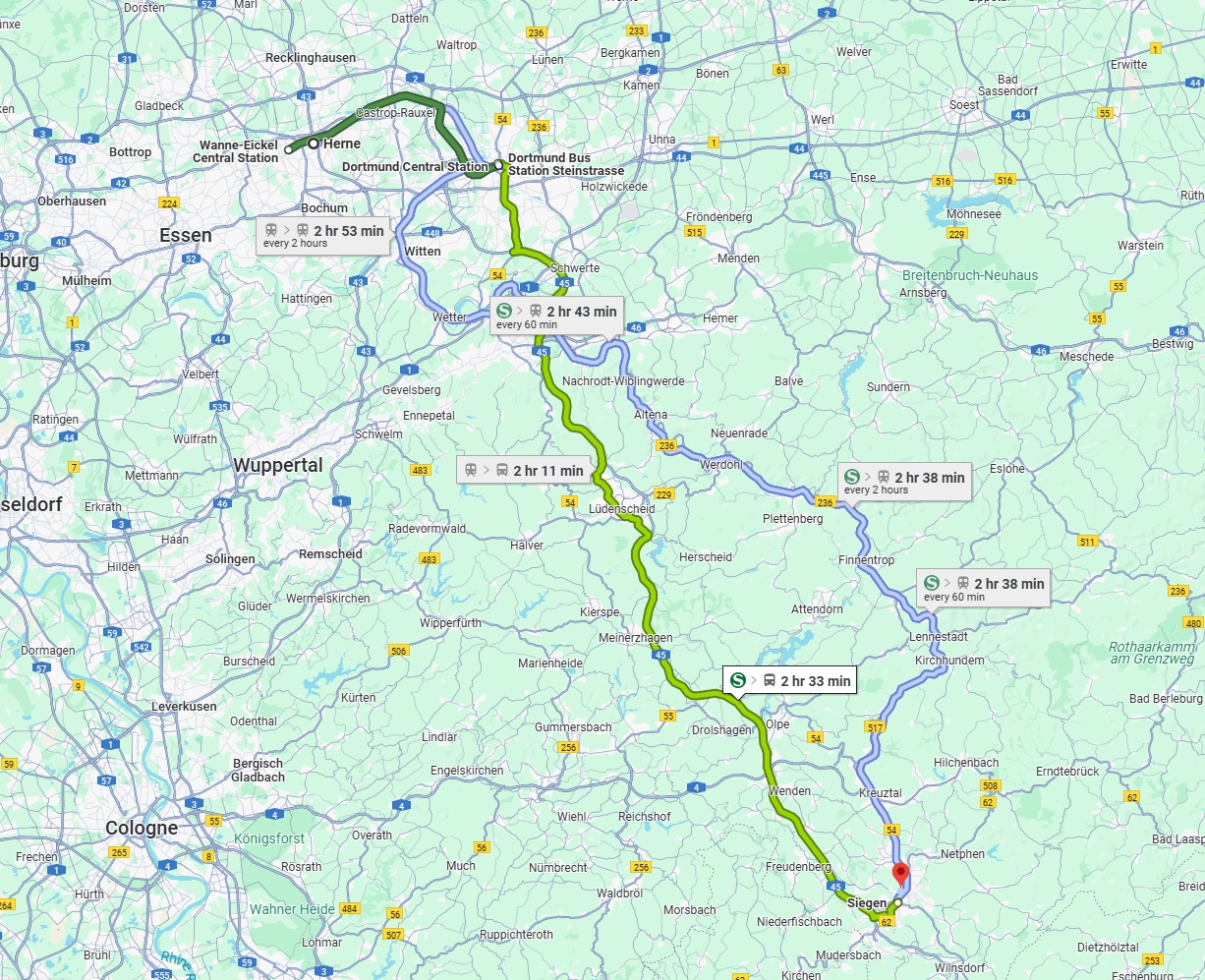 Anreise von Herne Zu Siegen Über 