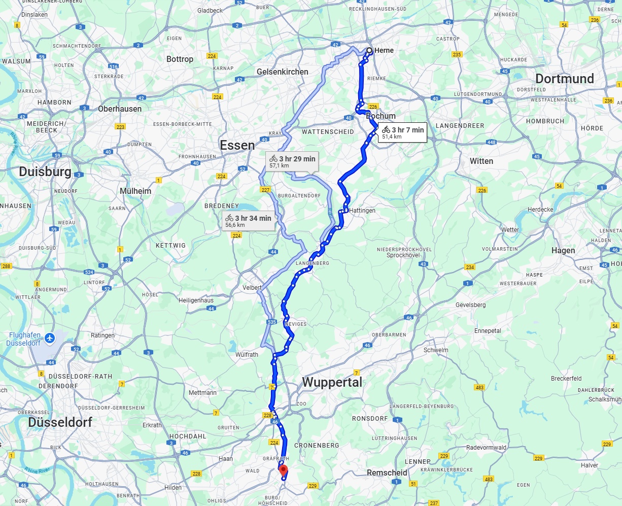 Anreise von Herne Zu Solingen Über 