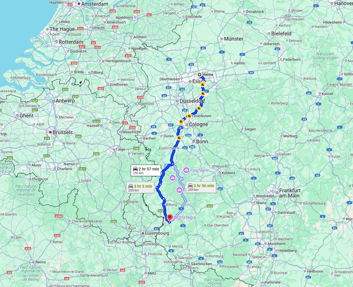 Anreise von Herne Zu Trier Über via A1 and B51