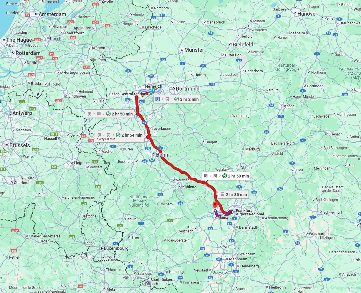 Anreise von Herne Zu Wiesbaden Über 