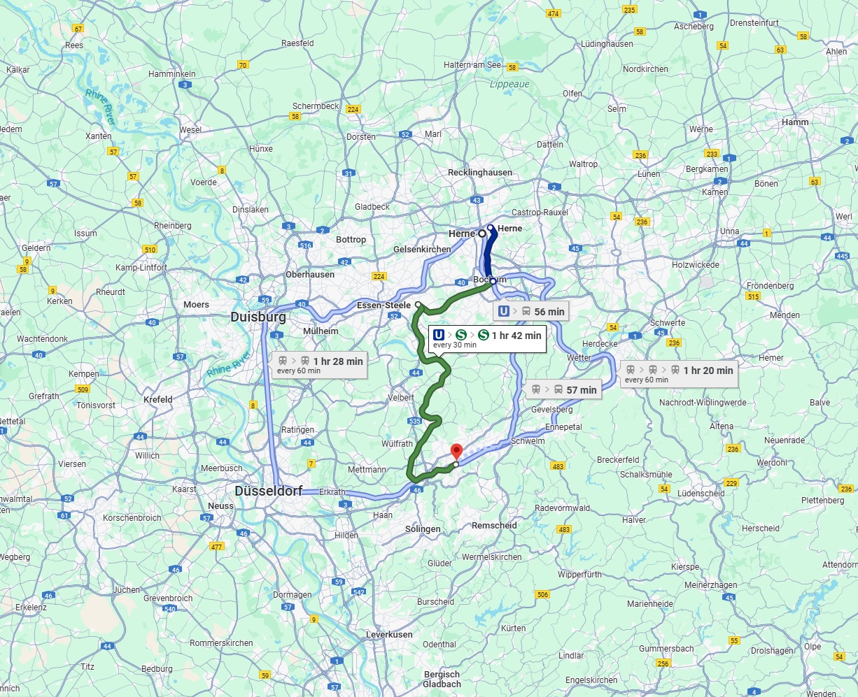Anreise von Herne Zu Wuppertal Über 