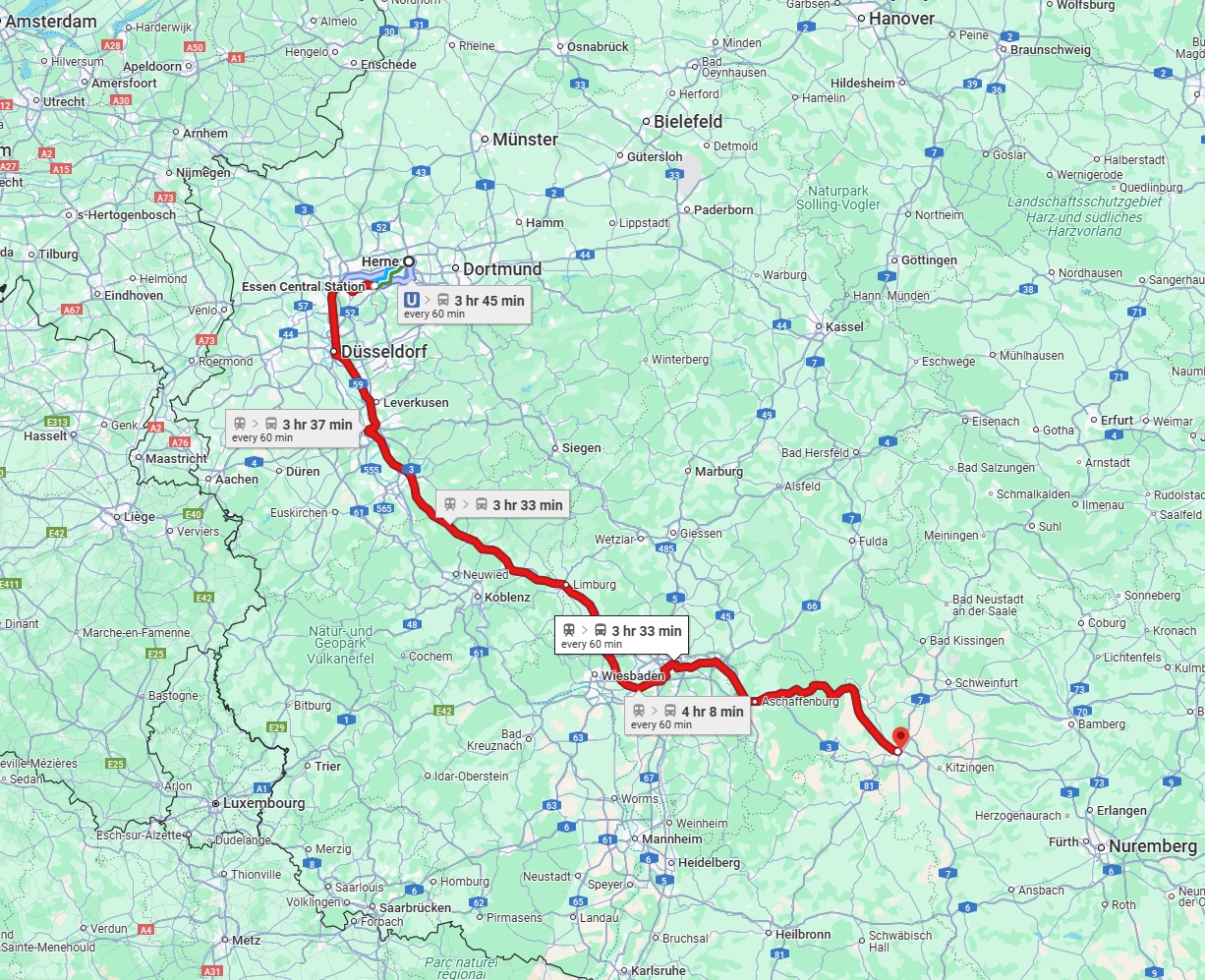 Anreise von Herne Zu Würzburg Über 