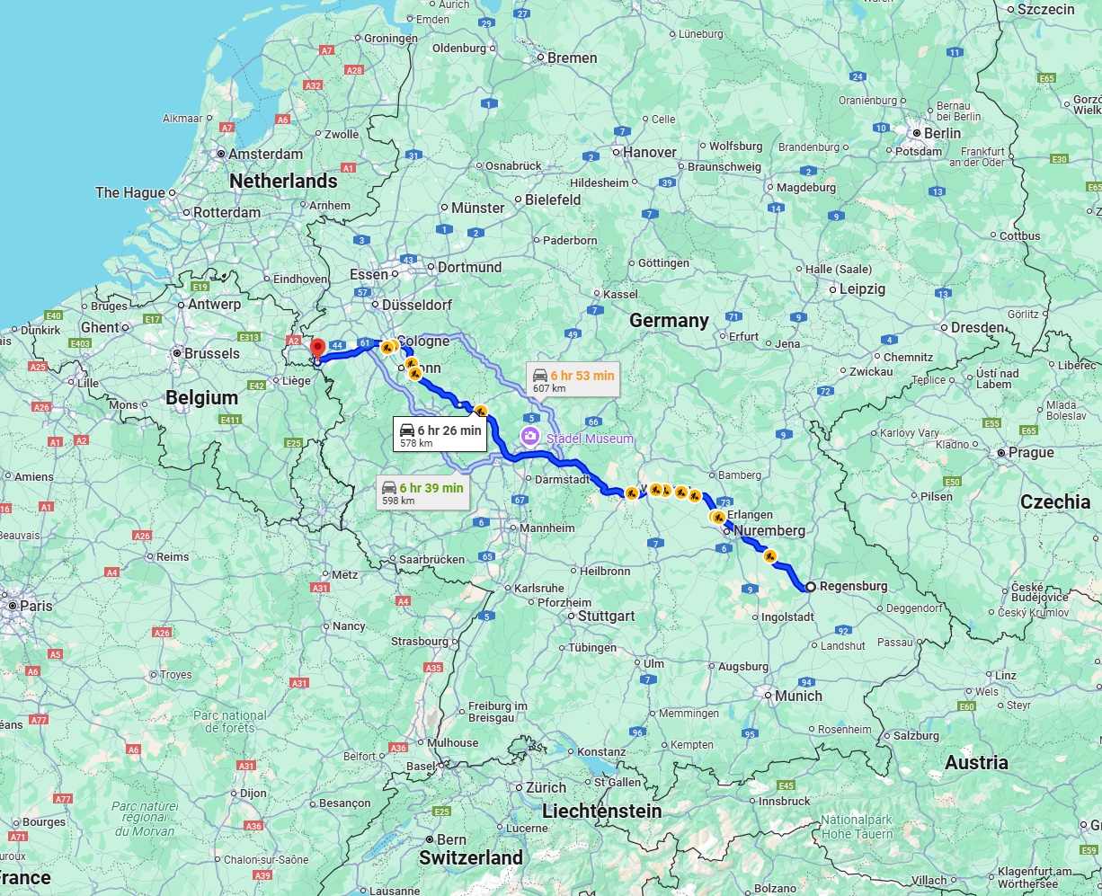 Anreise von Regensburg Zu Aachen Über via A3