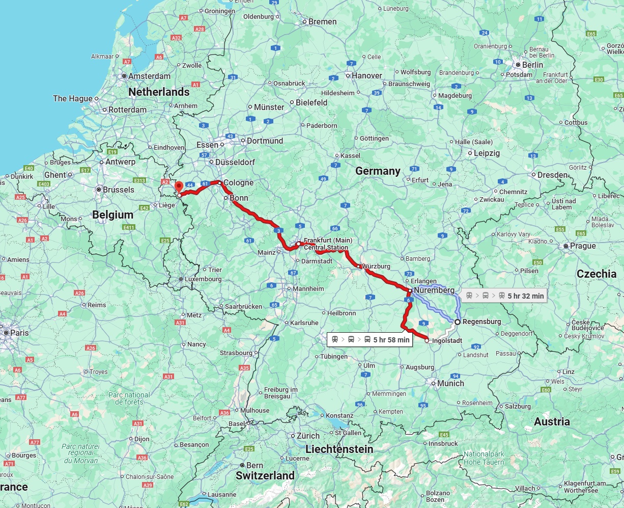 Anreise von Regensburg Zu Aachen Über 