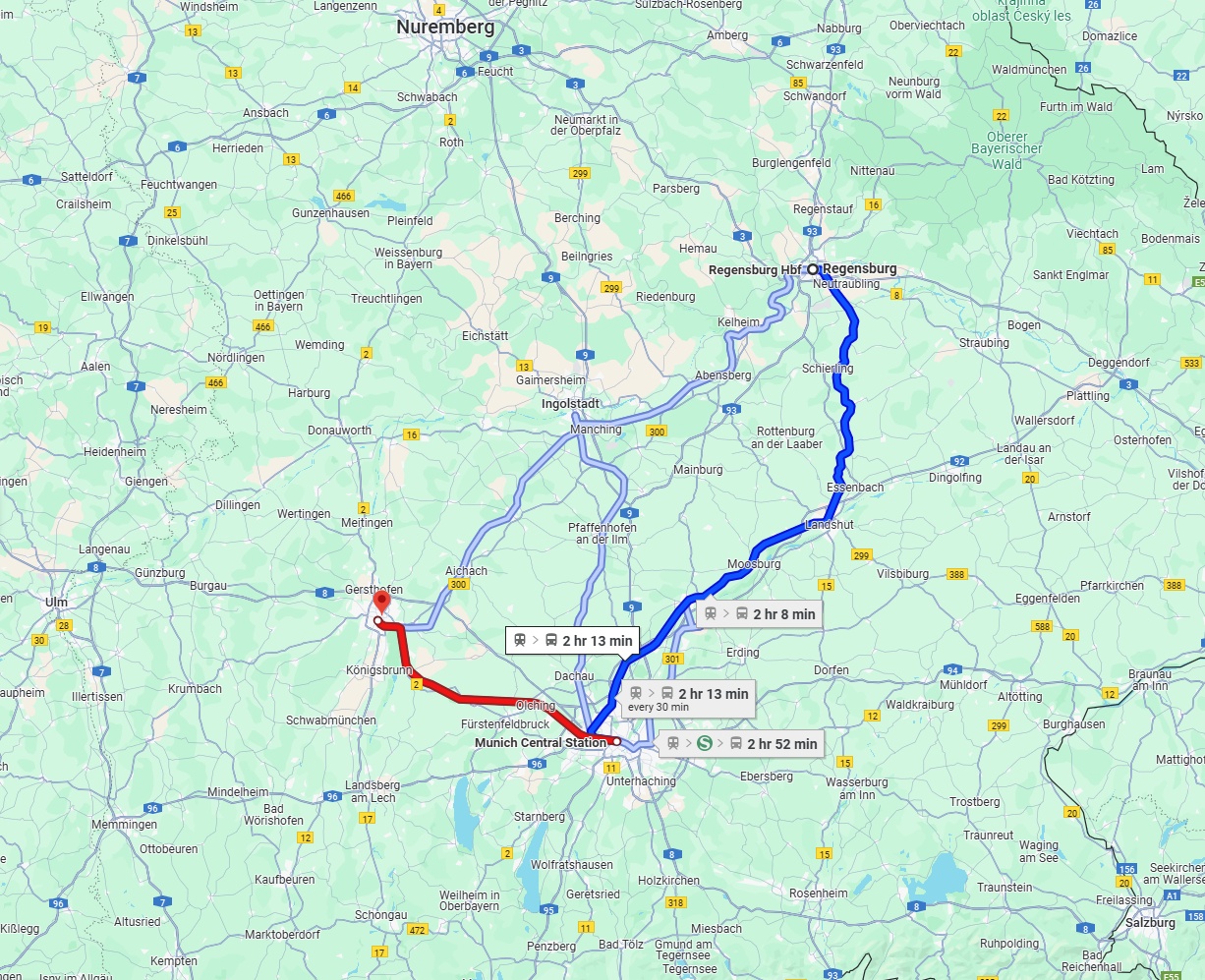 Anreise von Regensburg Zu Augsburg Über 
