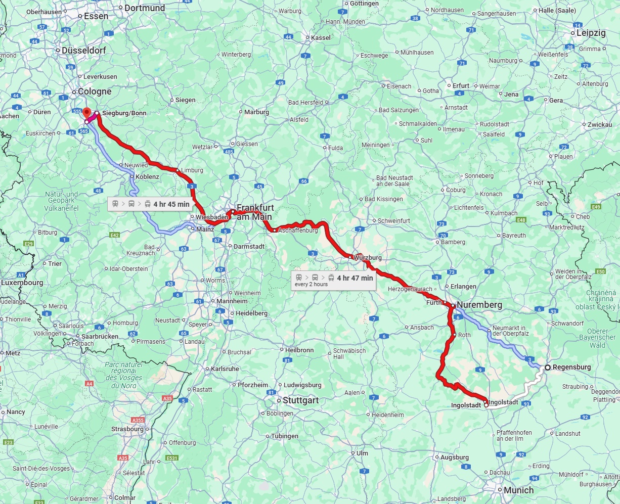 Anreise von Regensburg Zu Bonn Über 