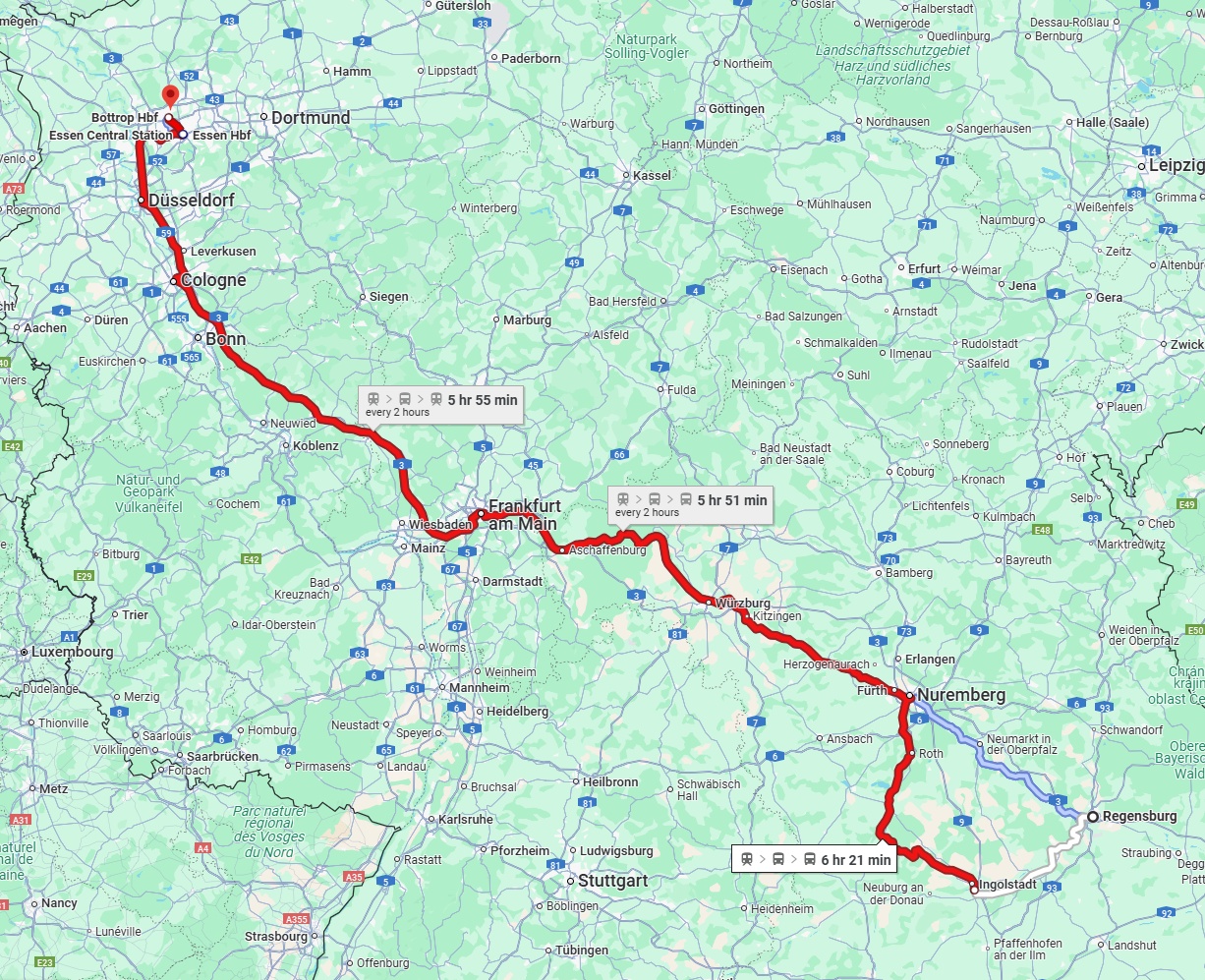 Anreise von Regensburg Zu Bottrop Über 