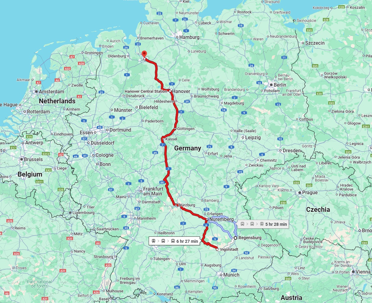 Anreise von Regensburg Zu Bremen Über 