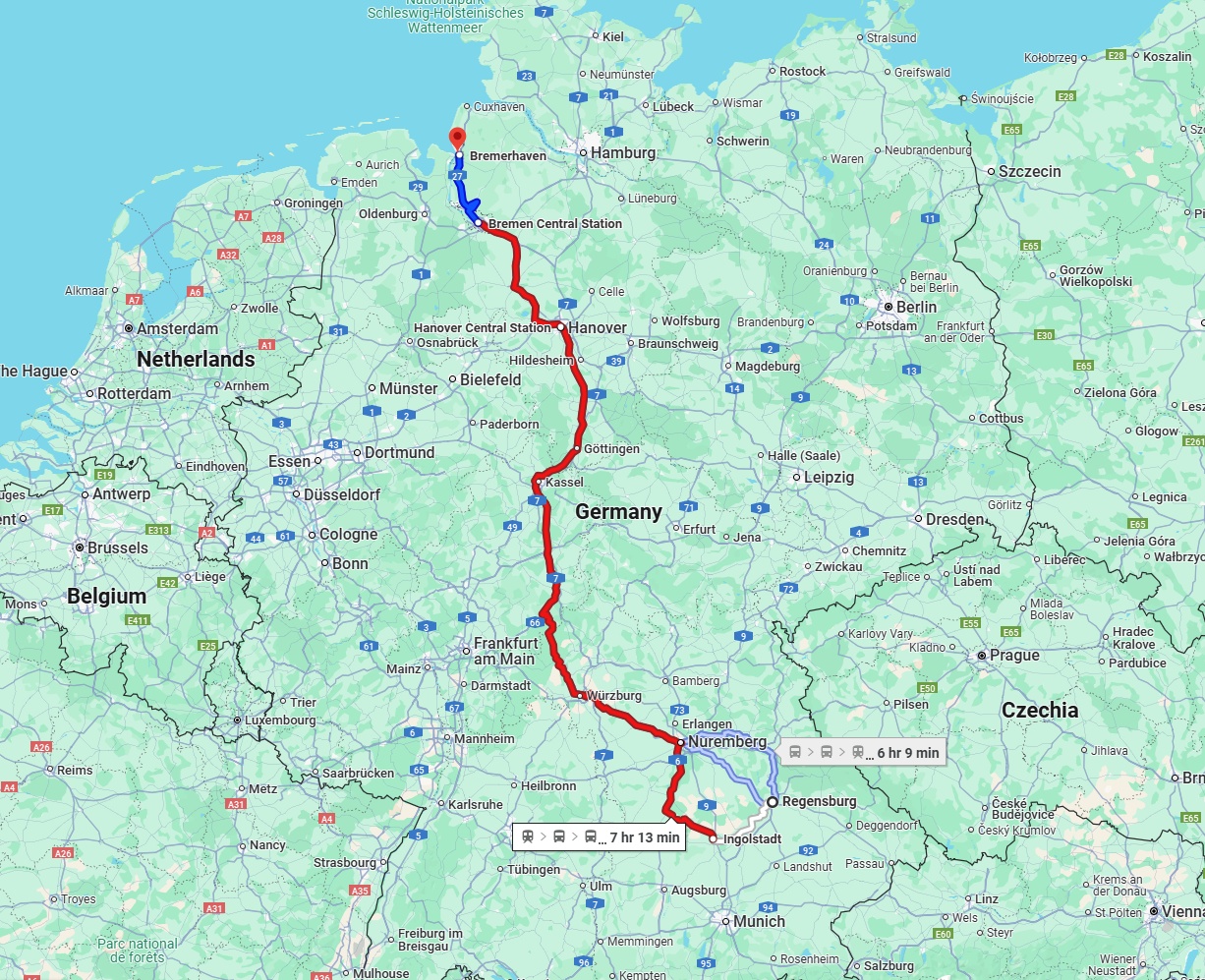 Anreise von Regensburg Zu Bremerhaven Über 