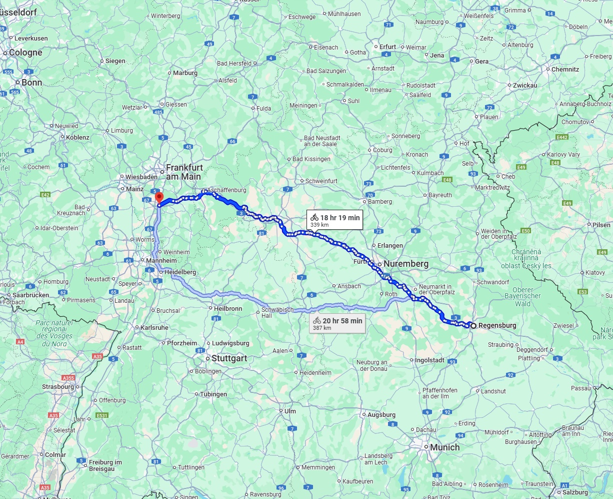 Anreise von Regensburg Zu Darmstadt Über 