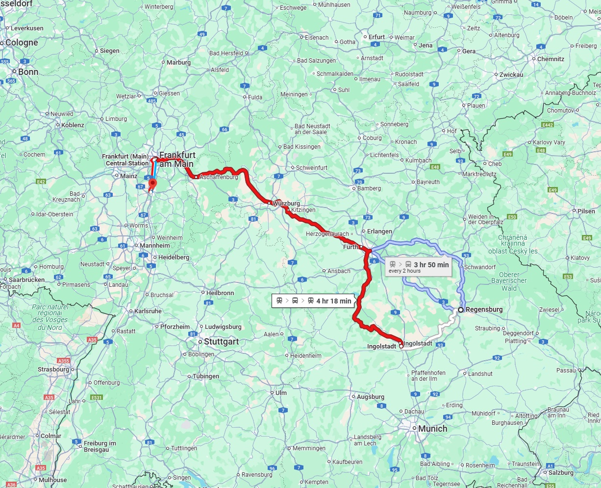 Anreise von Regensburg Zu Darmstadt Über 