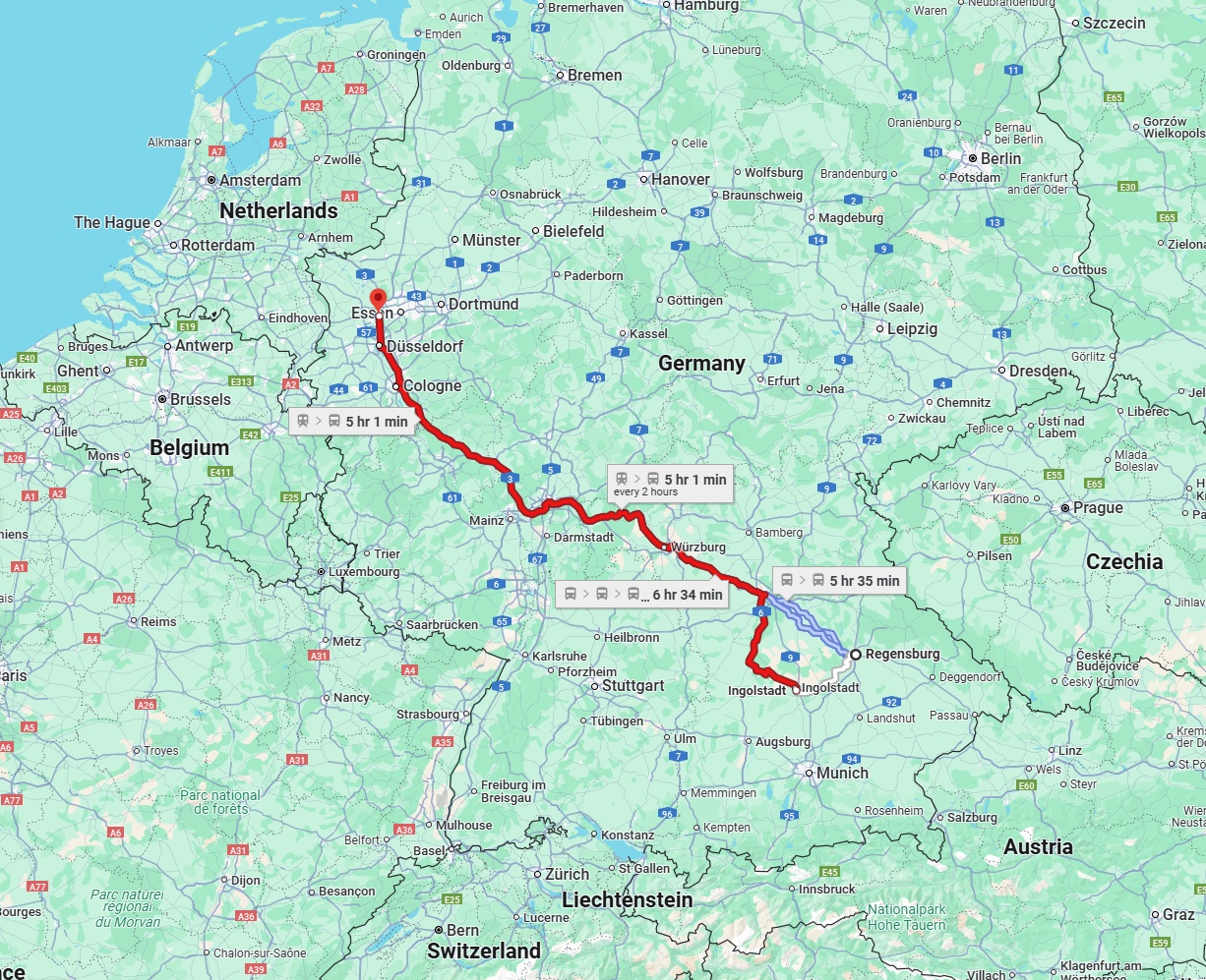 Anreise von Regensburg Zu Duisburg Über 