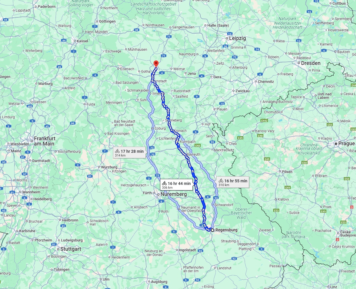 Anreise von Regensburg Zu Erfurt Über 