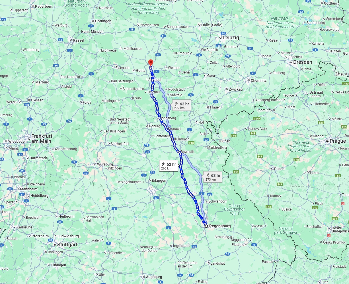 Anreise von Regensburg Zu Erfurt Über 