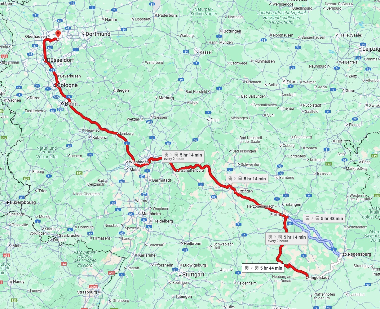 Anreise von Regensburg Zu Essen Über 