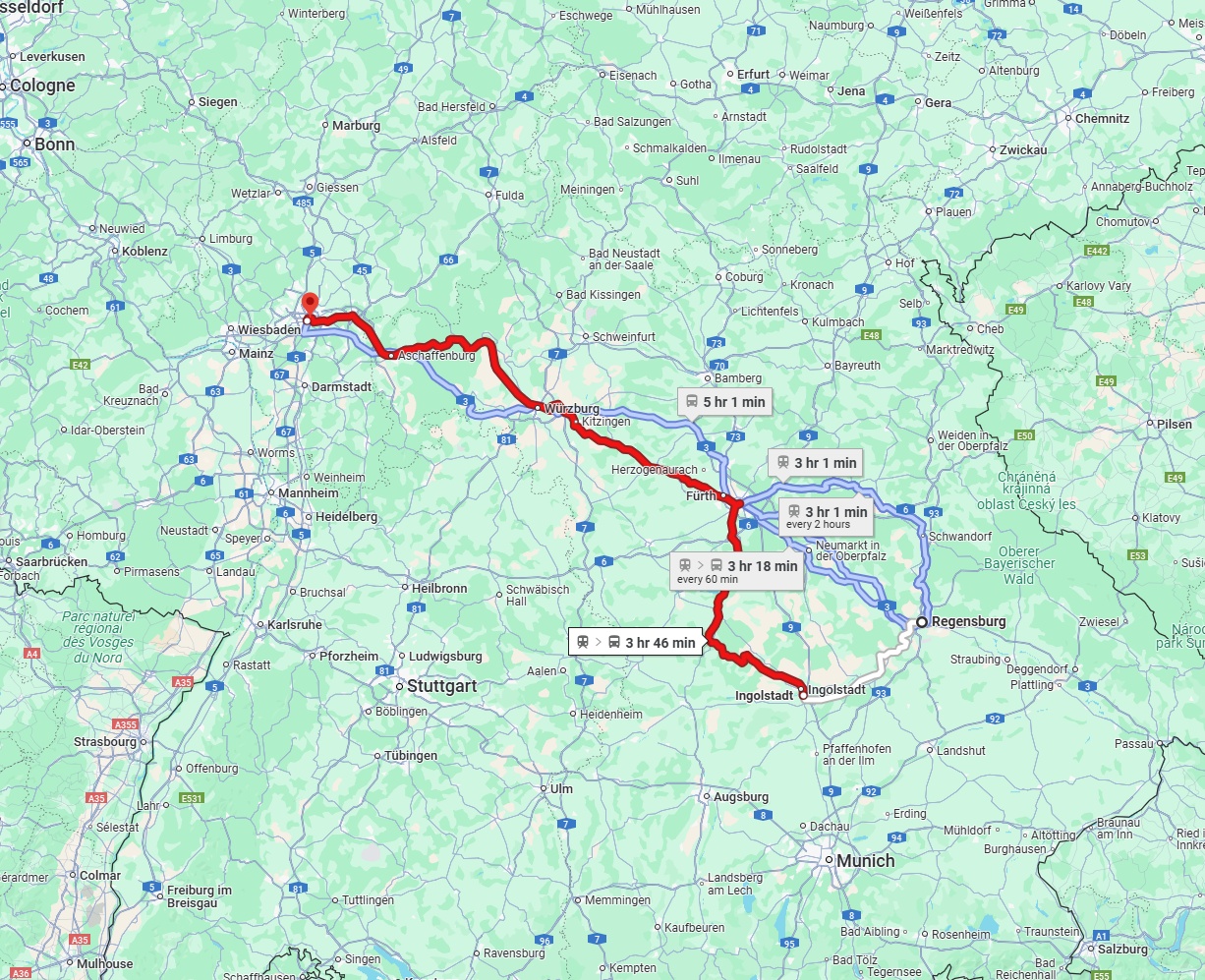 Anreise von Regensburg Zu Frankfurt am Main Über 