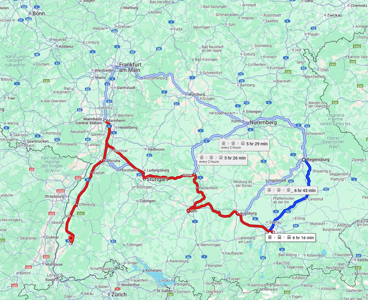 Anreise von Regensburg Zu Freiburg im Breisgau Über 